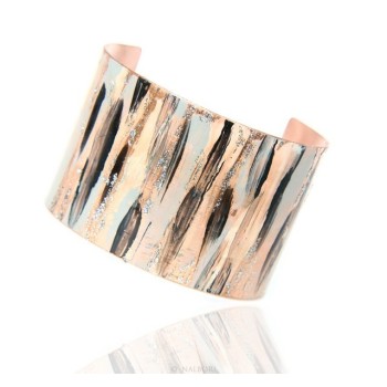 NSA|Bracciale donna schiava aperto regolabile grigio nero panna glitter NALBORI®