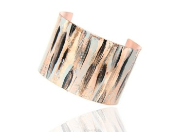 NSA|Bracciale donna schiava aperto regolabile grigio nero panna glitter NALBORI®