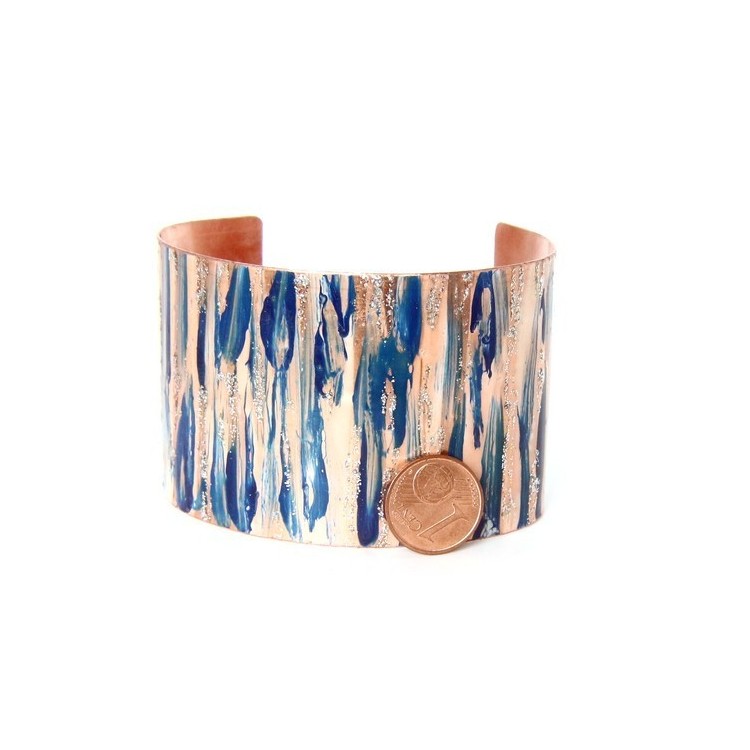 NSA|Bracciale donna schiava aperto regolabile blu panna glitter NALBORI®