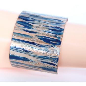 NSA|Bracciale donna schiava aperto regolabile blu panna glitter NALBORI®