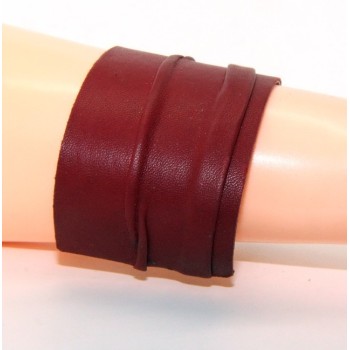NSA|Adjustable open slaved woman bracelet dressed in genuine dark red leather NALBORI®