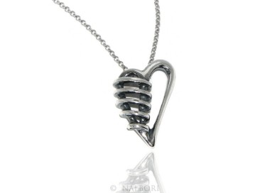 NSA|NALBORI silver 925 necklace made with antique brown burnished heart pendant