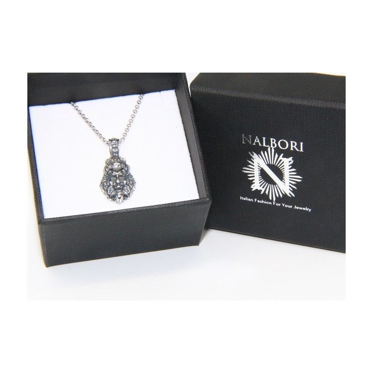 NSA|Necklace NALBORI Silver 925 hand made pendant with antique burnished lion head