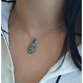 NSA|Necklace NALBORI Silver 925 hand made pendant with antique burnished lion head