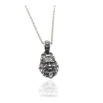NSA|Necklace NALBORI Silver 925 hand made pendant with antique burnished lion head