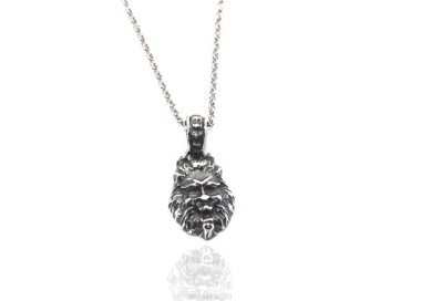 NSA|Necklace NALBORI Silver 925 hand made pendant with antique burnished lion head