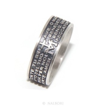 NSA|Anello Argento 925 da uomo donna fascia preghiera Ave Maria italiano