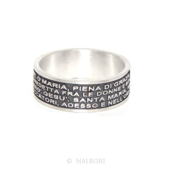 NSA|Anello Argento 925 da uomo donna fascia preghiera Ave Maria italiano