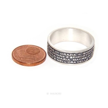 NSA|925 Silver Men's Ring Woman Prayer Band Ave Maria Italian