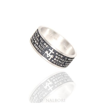 NSA|925 Silver Men's Ring Woman Prayer Band Ave Maria Italian