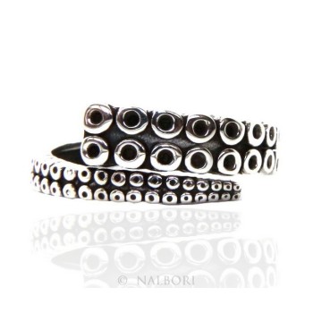 NSA|Argento 925 : Anello uomo donna tentacolo polipo aperto regolabile scuro