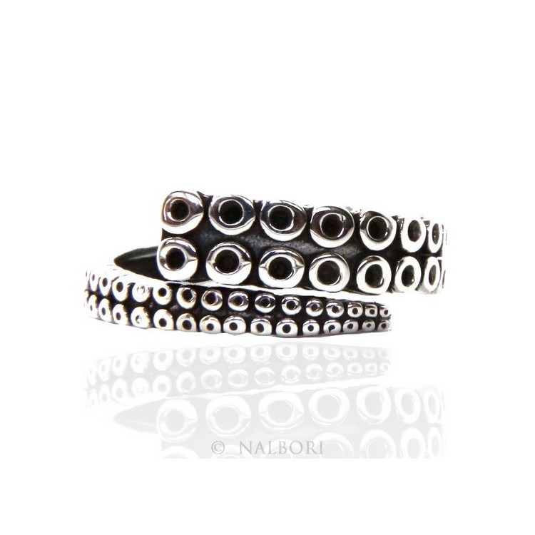 NSA|Argento 925 : Anello uomo donna tentacolo polipo aperto regolabile scuro