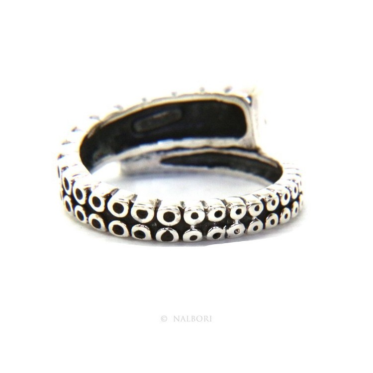 NSA|Argento 925 : Anello uomo donna tentacolo polipo aperto regolabile scuro