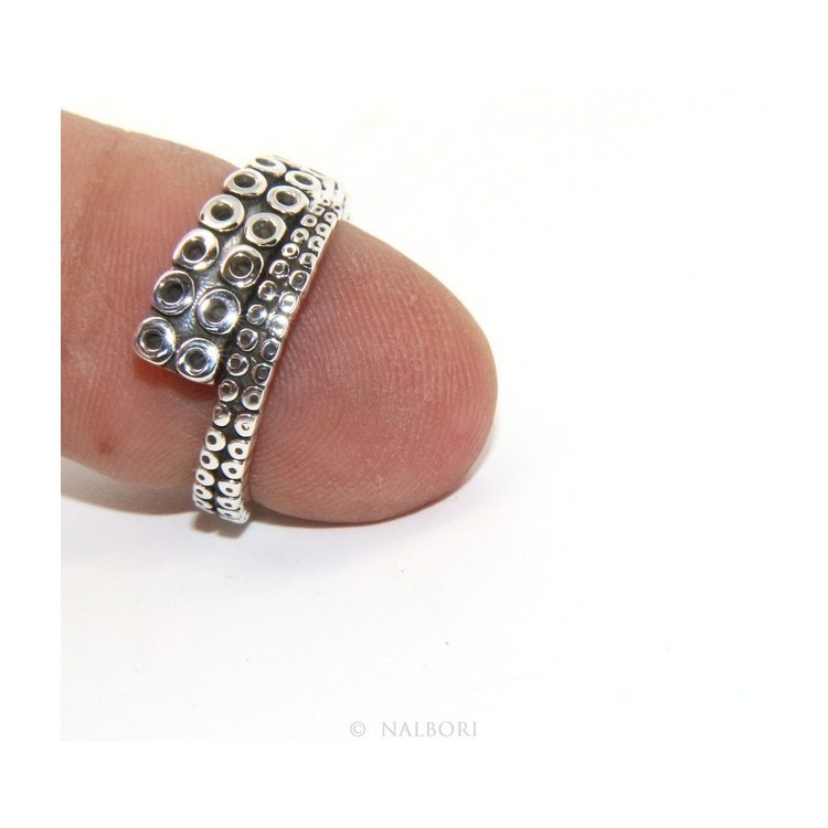NSA|Argento 925 : Anello uomo donna tentacolo polipo aperto regolabile scuro