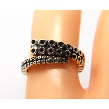NSA|Argento 925 : Anello uomo donna tentacolo polipo aperto regolabile scuro