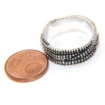 NSA|Argento 925 : Anello uomo donna intreccio intrecciato palline pallinato scuro