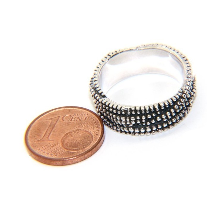 NSA|925: interweaving woman man ring braided dark balls blasted