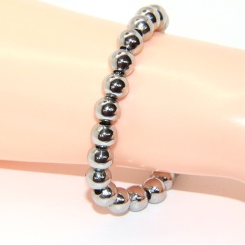 NSA|Steel bracelet woman hypoallergenic male chromed balls big balls 8 mm - 17.00 - 18.50 cm