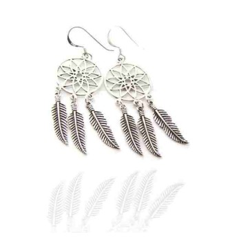 NSA|925, pendants earrings for woman with dream catchers catcher and antique dark feathers dreamcatcher