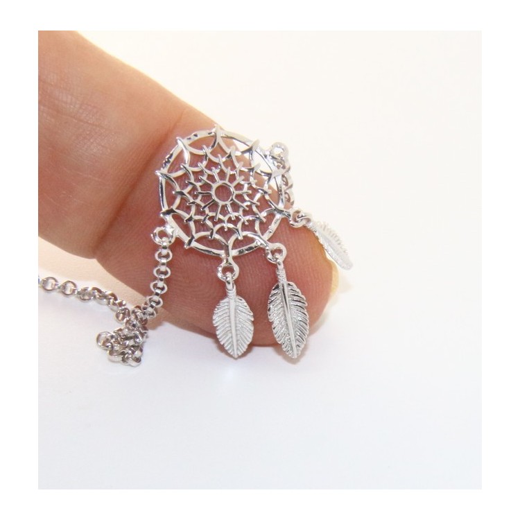 NSA|Argento 925 , bracciale donna ragazza cerchio e piume acchiappasogni acchiappa sogni dreamcatcher 15-19 cm
