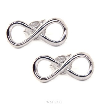 NSA|orecchini uomo e donna in argento 925 perno e farfallina con simbolo dell'infinito