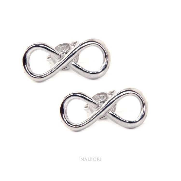 NSA|orecchini uomo e donna in argento 925 perno e farfallina con simbolo dell'infinito