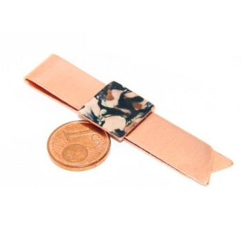 NSA|Money Clip stops NALBORI ® made of hypoallergenic copper for man with black & cream enamel
