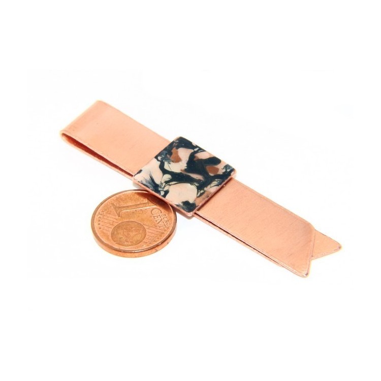 NSA|Money Clip stops NALBORI ® made of hypoallergenic copper for man with black & cream enamel