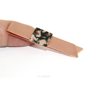 NSA|Money Clip stops NALBORI ® made of hypoallergenic copper for man with black & cream enamel