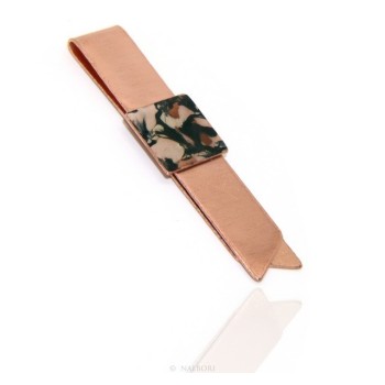 NSA|Money Clip stops NALBORI ® made of hypoallergenic copper for man with black & cream enamel