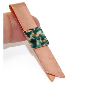 NSA|Money Clip stops NALBORI ® made of hypoallergenic copper for man with black & cream enamel