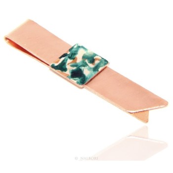 NSA|Money Clip stops NALBORI ® made of hypoallergenic copper for man with black & cream enamel