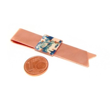 NSA|Money Clip stops NALBORI ® made of hypoallergenic copper for man with blue & cream enamel