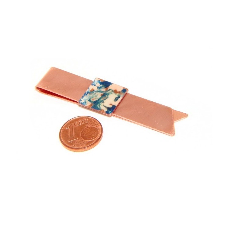 NSA|Money Clip stops NALBORI ® made of hypoallergenic copper for man with blue & cream enamel