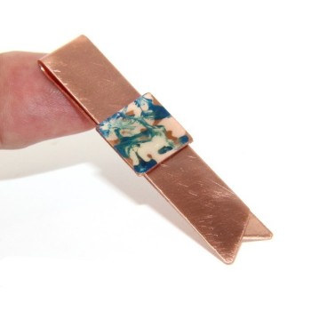 NSA|Money Clip stops NALBORI ® made of hypoallergenic copper for man with blue & cream enamel