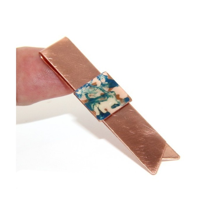 NSA|Money Clip stops NALBORI ® made of hypoallergenic copper for man with blue & cream enamel