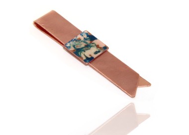 NSA|Money Clip stops NALBORI ® made of hypoallergenic copper for man with blue & cream enamel