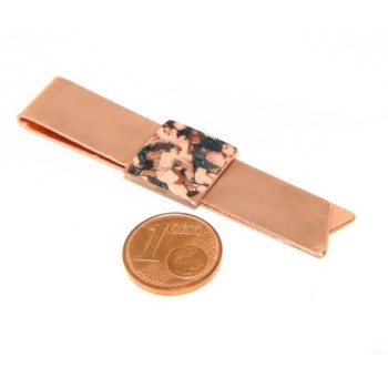 NSA|Money Clip stops NALBORI ® made of hypoallergenic copper for man with brown & cream enamel