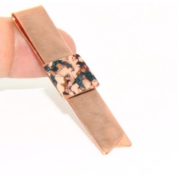 NSA|Money Clip stops NALBORI ® made of hypoallergenic copper for man with brown & cream enamel