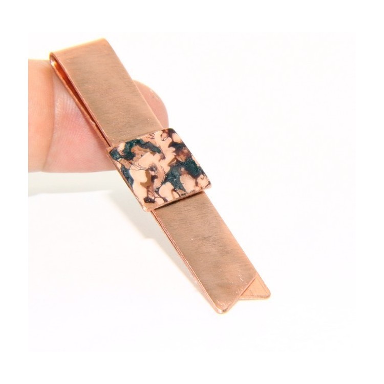 NSA|Money Clip stops NALBORI ® made of hypoallergenic copper for man with brown & cream enamel