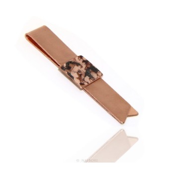 NSA|Money Clip stops NALBORI ® made of hypoallergenic copper for man with brown & cream enamel