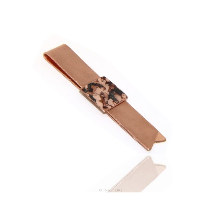 NSA|Money Clip stops NALBORI ® made of hypoallergenic copper for man with brown & cream enamel