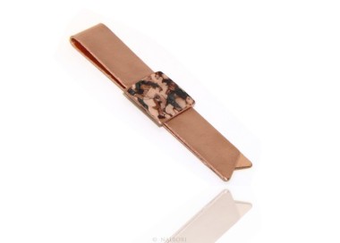 NSA|Money Clip stops NALBORI ® made of hypoallergenic copper for man with brown & cream enamel