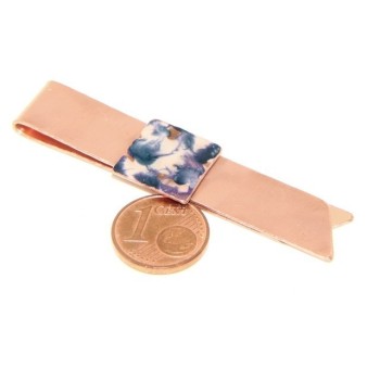 NSA|Money Clip stops NALBORI ® made of hypoallergenic copper for man with purple & cream enamel
