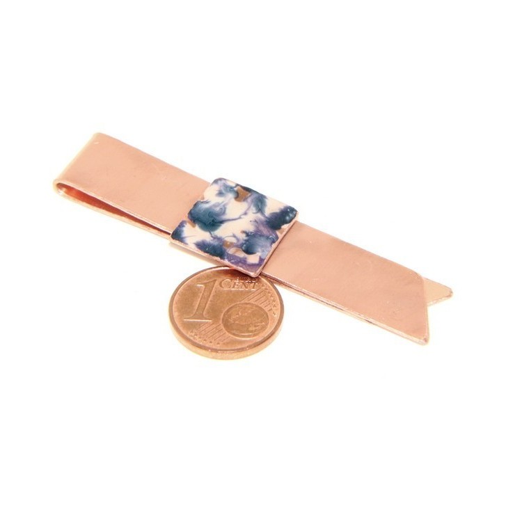 NSA|Money Clip stops NALBORI ® made of hypoallergenic copper for man with purple & cream enamel