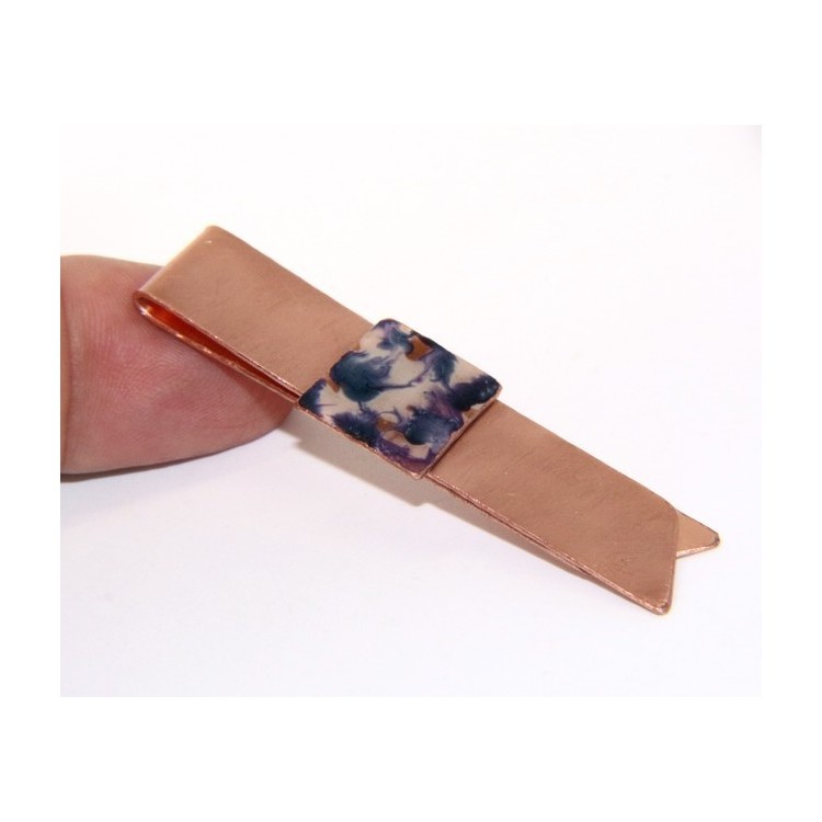 NSA|Money Clip stops NALBORI ® made of hypoallergenic copper for man with purple & cream enamel