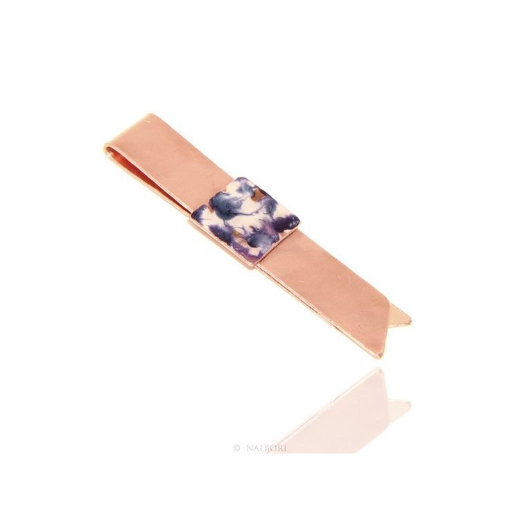 NSA|Money Clip stops NALBORI ® made of hypoallergenic copper for man with purple & cream enamel