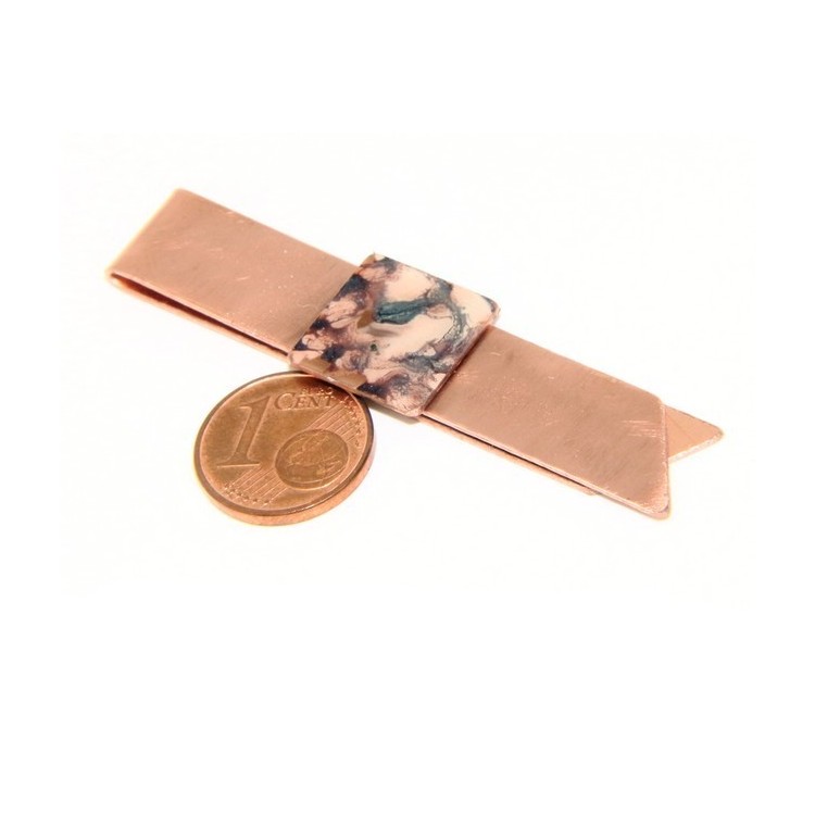 NSA|Money Clip stops NALBORI ® made of hypoallergenic copper for man with purple & cream enamel