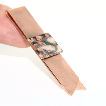 NSA|Money Clip stops NALBORI ® made of hypoallergenic copper for man with purple & cream enamel