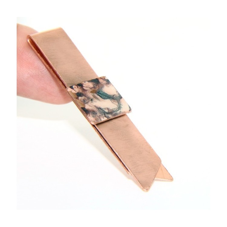 NSA|Money Clip stops NALBORI ® made of hypoallergenic copper for man with purple & cream enamel